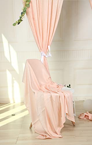 Sherway 2 Panels 4.8 Feet X 10 Feet Light Peach Thick Satin Wedding Backdrop Drapes, Non-Transparent Window Curtains For Party Ceremony Stage Decoration #TOP3