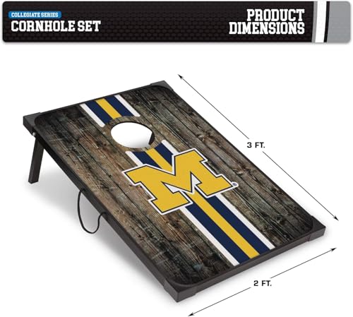 Wild Sports NCAA Michigan Wolverines 2' x 3' MDF Deluxe Cornhole Set - with Corners and Aprons, Team Color by Wild Sports - Image 6