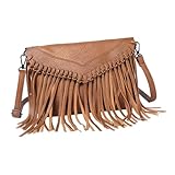 Yardwe Bolso Bandolera Mujer con Flecos Estilo sobre Bolsa Cruzada de Hombro Casual para Uso Diario Viaje y Trabajo Diseño Ligero y Funcional Color Marrón