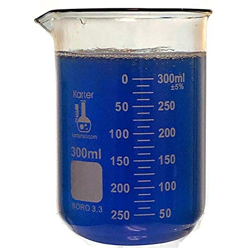 Image of 300ml Beaker, Low Form Griffin, Borosilicate 3.3 Glass, Double Scale, Graduated, Karter Scientific (Single)