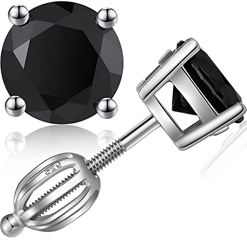 Boucles d'Oreilles Diamant Noir Femmes Boucles d'Oreilles Noires Boucles d'Oreilles Zircon Cubique Noir En Argent Sterling Boucles d'Oreilles CZ Noires Boucles d'Oreilles Faux Diamant Noir Femmes Cover