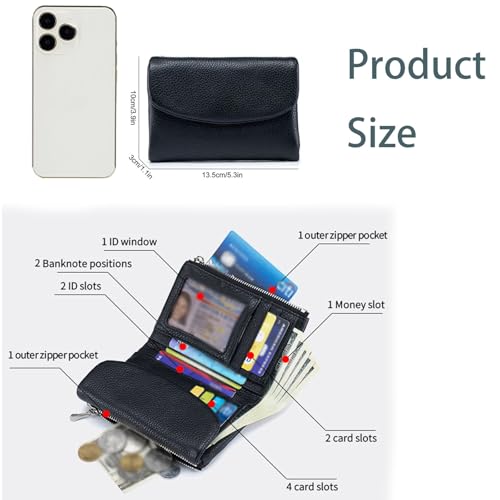 Unisex Pebble Leather Wallet - Small Wallets for Women, 5.3 * 3.9in, Soft Portable, Small Compact, Bifold Leather Coin Purse with Credit Card Holder (Gray)4