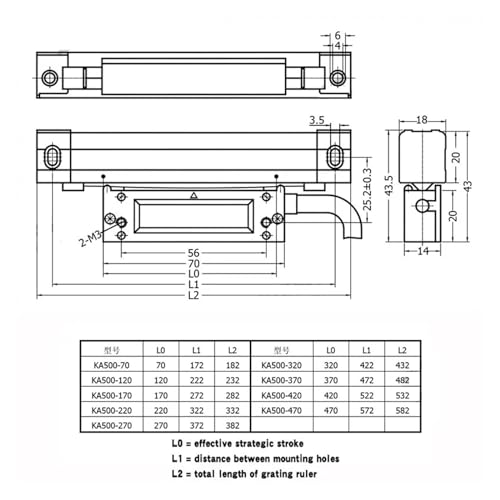 Regla lineal digital óptica KA500 170mm para CNC miniatura 2