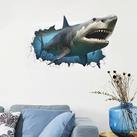 Autocollant mural 3D requin YEELIKE Cover