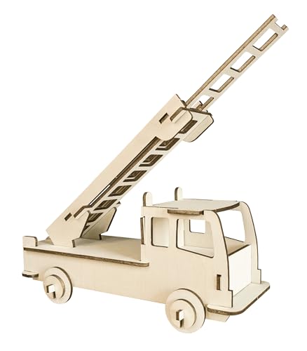 Pebaro 851/2L Holzbausatz Feuerwehrauto Lasercut, 3D Puzzle, Holzpuzzle