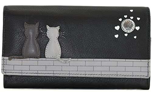 Price comparison product image Mala Leather Midnight Cats Matinee Purse (Black)