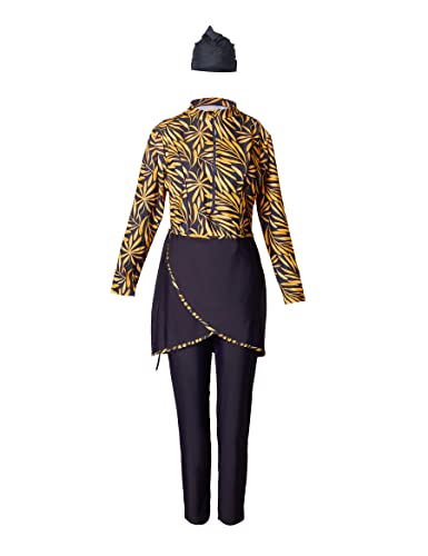 zhxinashu Maillots de Bain à Musulmans Manches Longues pour Femmes, Maillots de Bain à Couverture Complète(Jaune,XL) Cover