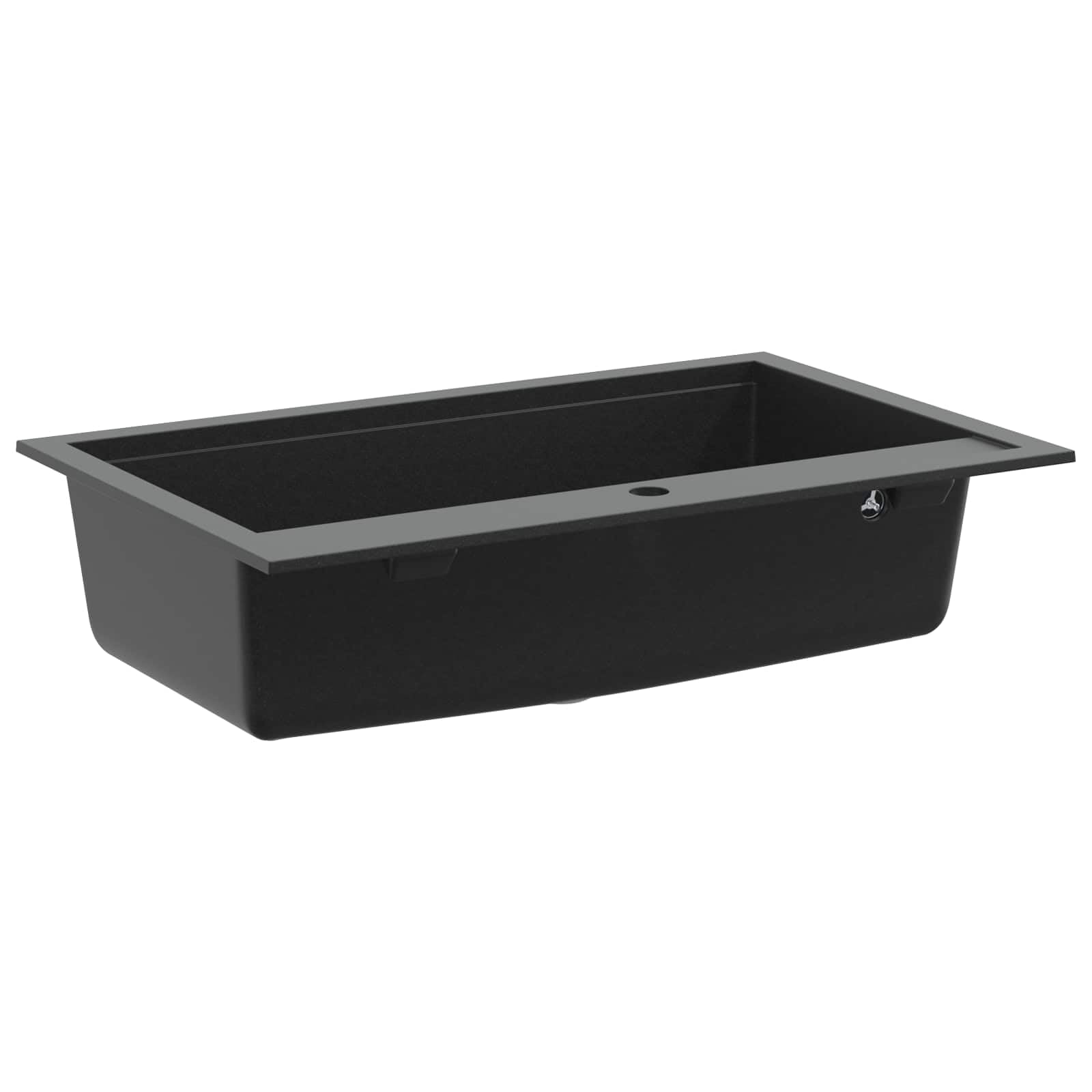 Granitowy zlewozmywak do zabudowy 795 x 505 mm czarny zlewozmywak kuchenny prostokątny odporny na wysokie temperatury wraz z zestawem odpływowym