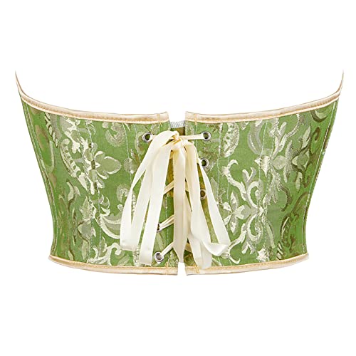 Shymmuo Women's Green Corset Top Lace Up Overbust Bustier Waist Cincher Sexy Body Shapewear Boned Belt Lingerie Small #TOP2