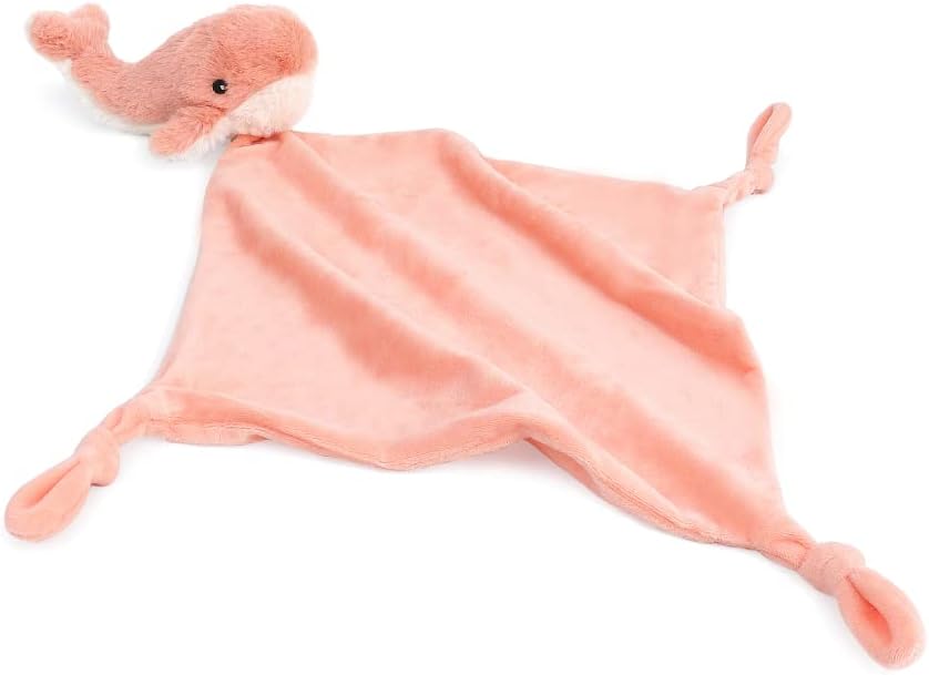 MON AMI Coral Whale Plush Lovey for Babies – 13.5” | Knotted Security Blanket for Newborns