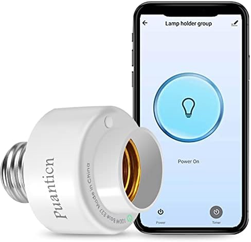 Smart WiFi Bulb Socket,Smart Lamp Socket with Timer E27/E26 Upgraded Intelligent Light Socket Smart Light Bulb Holder with Voice/APP Control Compatible with Alexa Google Home,Only 2.4GHz Network