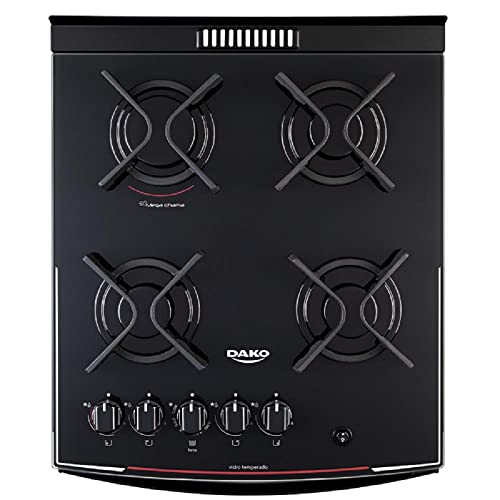 Fogão 4 bocas Dako Preto com mesa de vidro com Acendimento Automático Dako Glass - Bivolt