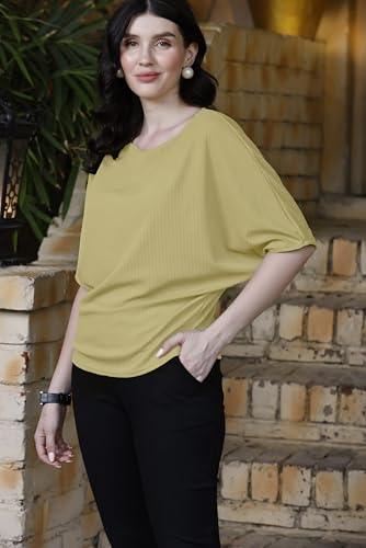 Image of Zilcon Womens Half Ballon Sleeve t-Shirt Tops Boat Neck Loose Fit Casual Workout T-Shirts