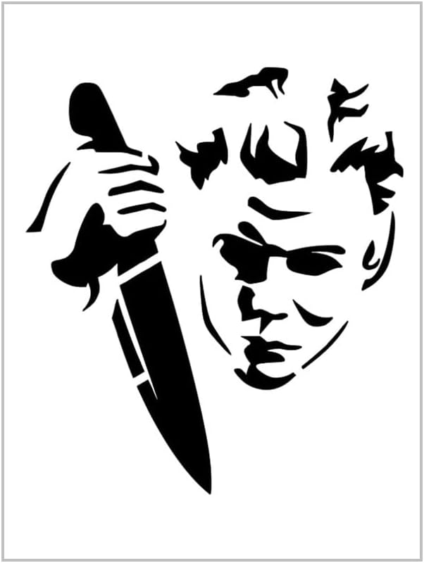 Jason Stencil Knife Halloween Horror Pumpkin Carving 8.5" x 11" Reusable Sheet S700