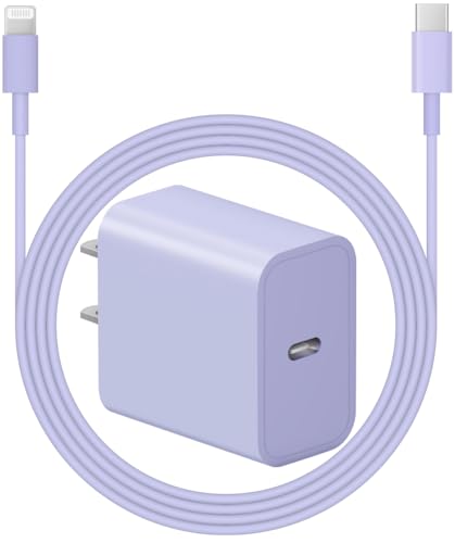 ROMITAZ iPhone Charger Super Fast Charging [MFi Certified] 20W PD Power Wall Charger with 6FT Charging Cable Compatible iPhone 14/14 Pro Max/13/13 Pro Max/12/12 Pro/12 Pro Max/11/11 Pro iPad(Purple)