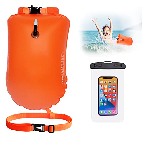 Boe di Nuoto,20L Boa di Nuotata,Galleggiante da Nuoto Selvaggio,Gonfiabile Traino Sacca Stagna Custodia per Telefono Impermeabile,Nuote Boa per Nuotatori Triatleti Snorkeling,Nuotata in Acque Libere