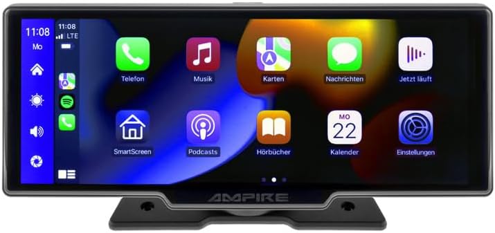 AMPIRE CPM 101 Smartphone Monitor displaying Apple CarPlay interface