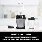 Ninja BL450C, Nutri Pro Mixeur personnel pour jus, shakes et smoothies, tasses de 18 et 24 oz, Noir/Argent, 900W (Version canadienne)