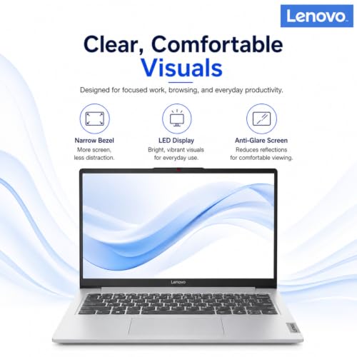 Image of Lenovo Laptop with Microsoft 365 Office, 8GB Memory, 256GB SSD, Intel Performance CPU, Webcam, SD-Card Reader, External Monitor Support, Ultra-Quiet Design, Windows 11