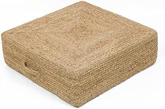 THE HOME TALK Jute Braided Pouf | Eco-Friendly | Indoor/Outdoor Ottoman | Extra Space for Living Room, Drawing Room, Hall | Natural Fibers | Home Decorators | 24’’ x 24’’ x 10’’ – Natural