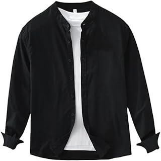 Primavera Ocio Hombres Algodón Lino Manga Larga Simple Color Sólido Slim Clásico Diario Camisa