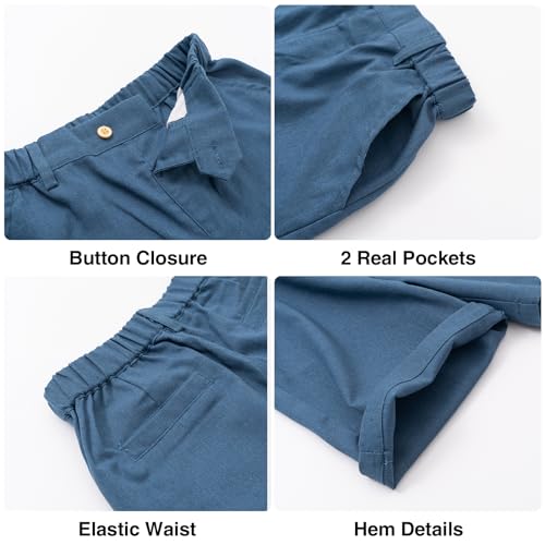 Image of LOLANTA Boys Linen Suit 4 Piece Summer Gentleman Outfit Kids Shorts Set