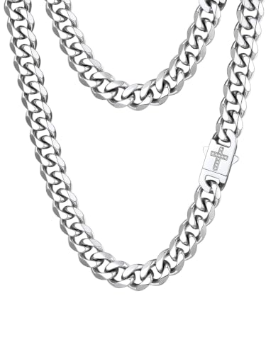 Collier cubain homme en acier inoxydable doré et noir, bijou hip-hop aux finitions soignées