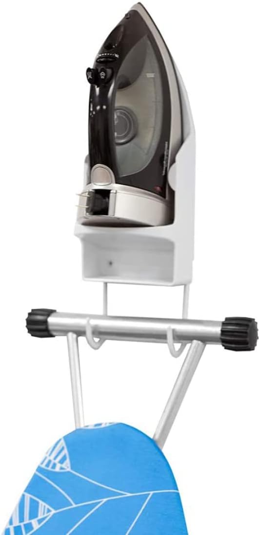 Ironing Board Holder Ironing Board Hanger Rack Wall Mount Electric Iron Holder Over Door Basket Organizer for Laundry Room Black : Home & Kitchen