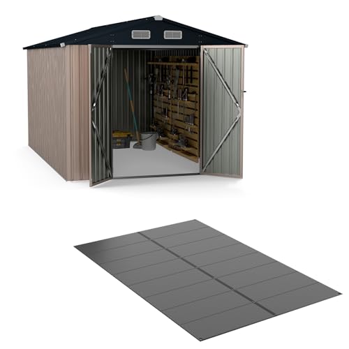 GOPLUS Dalle Terrasse Exterieur pour Abris de Jardin, Plancher de Sol en Plastique PVC Revêtement Antidérapant et Étanche pour Abris de Jardin, Tapis...