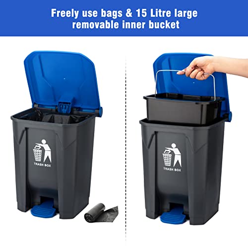 TIMINGILA Pooper Scooper Large Bin,Metal Rake & Tray for Large & Small Dogs Non-Breakable Dog Poop Scooper with 140 Waste Bags Easy