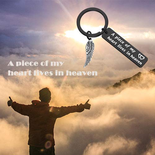 Maofaed Memorial Keychain A Piece Of My Heart Lives In Heaven Sympathy Gift Loss Of Loved One Keychain (Piece In Heaven Black) #TOP3