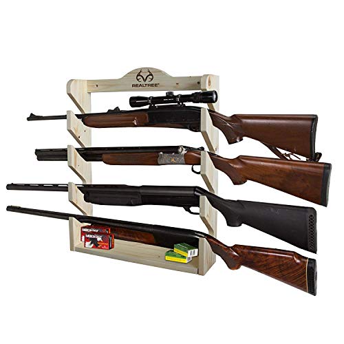 Rush Creek Creations Real Tree 4 Gun Wall Rack With Hidden Hardware - Handcrafted - Durable #TOP1