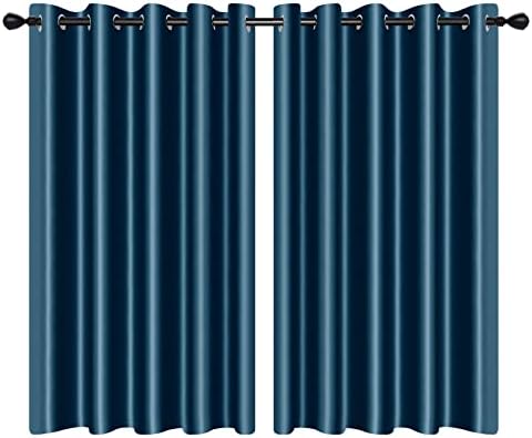 100% Blackout Curtains - Eyelet Ring Top Thermal Insulated Curtains, Noise Reducing & Energy Saving Curtains for Bedroom/Living Room/Nursery, W66 x L90 Inch (168cm x 229cm), 2 Pieces, Duck Egg