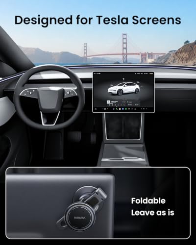 REEVAA 2026 Tesla Phone Mount for MagSafe [Foldable Hidden & Strong Magnetic] Adjustable Phone Holder for Model Y juniper/3/S/X, Tesla Accessories Compatible with MagSafe Case iPhone 17 16 15 etc