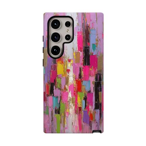 Coque Samsung S24 Ultra blocs de couleurs abstraites et dorées