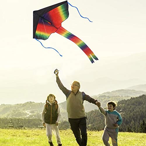 Listenman Pack of 2 Kites Large Rainbow Delta Kite and Butterfly Kite, Beautiful Kites for Kids and Adults, Easy Flyer Kite for Beach Great Outdoor Games and Activities with Family - Thumbnail 3