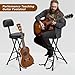 Reheyre Guitar Stool,Folding Stool with Built-in Stand and Ergonomic Backrest for Musicians Performers for All Types of Guitars 28.74 Inch Height Black