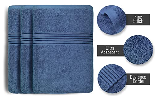 Zuperia Bath Towels 27" X 54" Set Of 4 Ultra Soft 600 Gsm 100% Combed Cotton Large Towels For Bathroom, Highly Absorbent Daily Usage Bath Towel Set Ideal For Pool, Home, Gym, Spa, Hotel (Blue) #TOP4