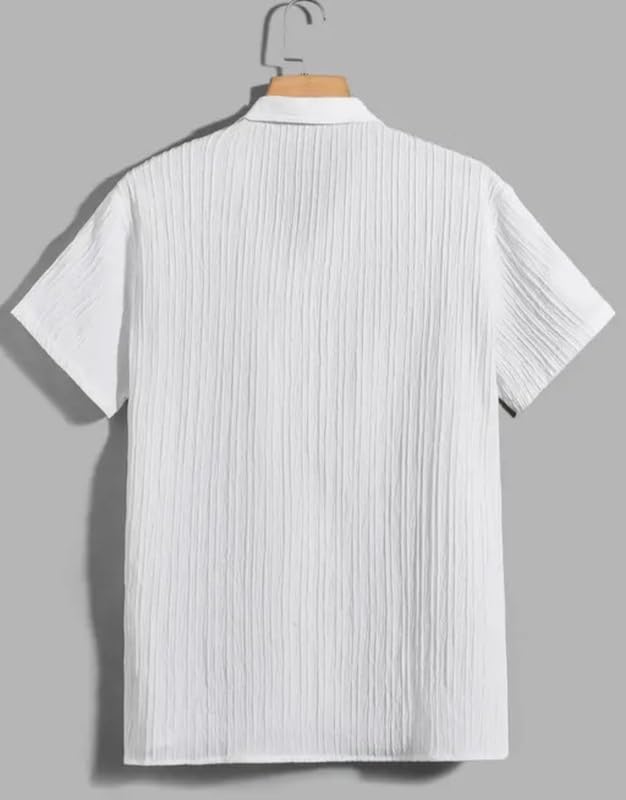 Image of Vikita Enterprise Kid Boy's Cotton Solid Shirt with Spread Collar Neck Half Sleeves Button Closure Curved Hem Length | Shirt For Kids Boys