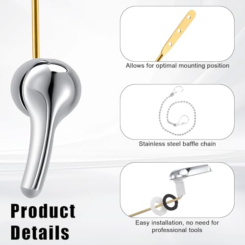 Zelphvt Universal Toilet Lever Replacement Front Mount Toilet Flush Handle Replacement with 3 PCS Stainless Steel Flapper Chain Toilets Tank Lever
