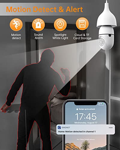 Uyf Light Bulb Security Camera Outdoor Wireless Wifi 360 Ptz With Two Way Audio Floodlight Color Night Vision Motion Detection Alarm Free Remote App E27 For Home Indoor Outdoor Surveillance #TOP4