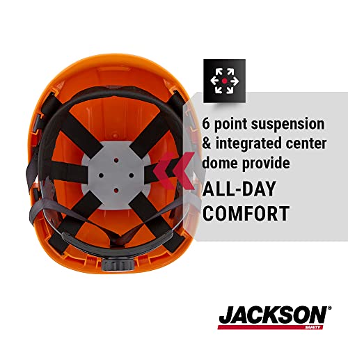 Jackson Safety Ch-300 Climbing Industrial Hard Hat, Non-Vented, 6-Pt. Suspension, Orange, 20903 #TOP2
