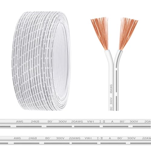 Câble 24AWG fil plat parallèle bifilaire en cuivre pur et gaine PVC de 320 pieds pour maison