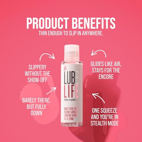 Image of LUBELIFE Barely There Thin Silicone Lube, Personal Lubricant, 4 fl oz | Water Resistant, Personal Lube for Men Women Couples, Ultra-Thin, Shower Safe, Silky Glide