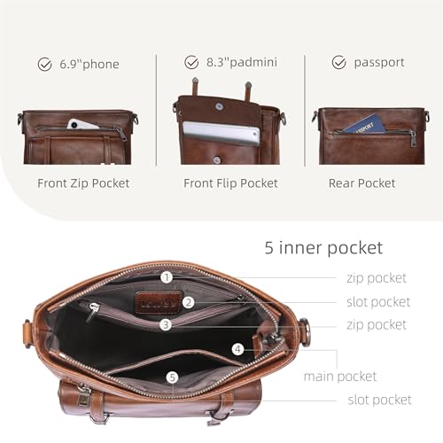 Image of Iswee Soft Leather Crossbody Bags for Women Shoulder Handbags Multi Pockets | Travel Purse with Adjustable Strap Medium Size Organizer Designer Pocketbooks with Adjustable Strap