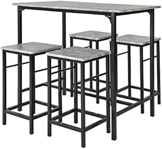 SoBuy® OGT11-HG, Bar Set-1 Bar Table and 4 Stools, Home Kitchen Breakfast Bar Set Furniture Dining Set
