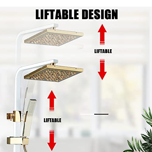 Mitigeur de douche thermostatique colonne de douche pluie 8 pouces douchette laiton robinet baignoire