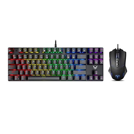 Pictek Gaming Keyboard and Mouse, [7200 DPI] [Programmable] [Breathing Light] [7 Buttons] Ergonomic Mice, [Compact 87 Key] [RGB Backlight] [100% Anti-Ghosting] [27 LED Lighting Modes] Keyboard, Bundle