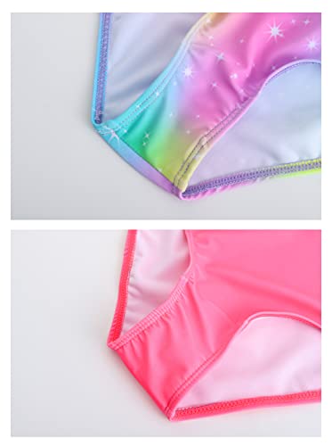 Mecamelon Girls 2 Pack One Piece Bathing Suit Unicorn Mermaid Printed Beach Swimwear (Rainbow Pink, 5-6 Years) #TOP6