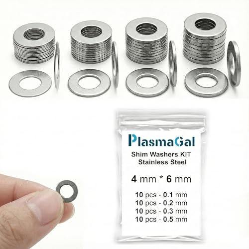 4x6mm Shim Washers Stainless Steel 40pc 0.1-0.5mm 4mm ID